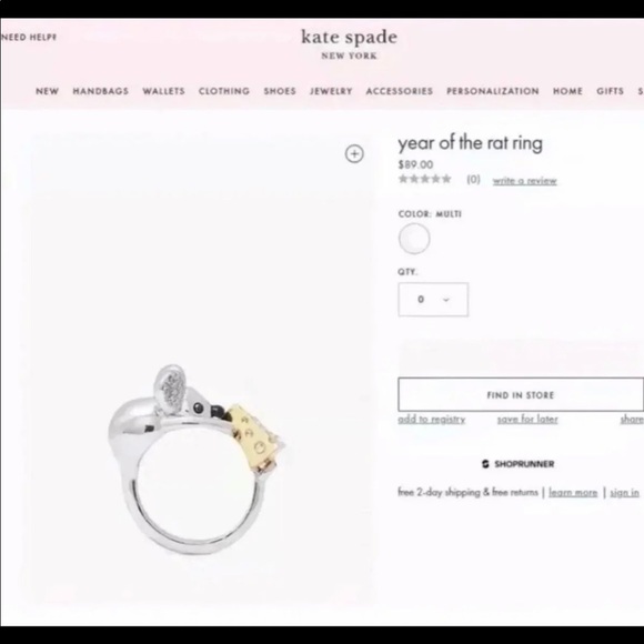 $89 New Kate Spade Year Of Rat & Cheese Ring - Picture 7 of 12